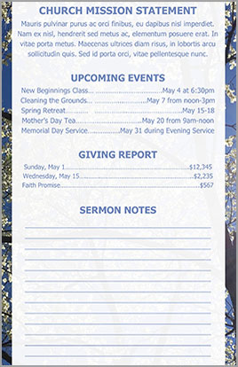 Church Art Bulletin Template Welcome Spring Example Page 2 with welcome caption and spring background